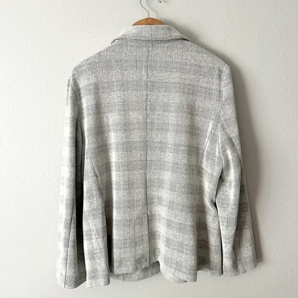 Loft Gray Plaid Knit Blazer Cardigan Women's Size XXL single button closure‎ - Picture 7 of 11